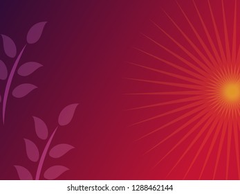 background nature leaf and sunset with gradient color, vector illustration, background elements for banner, print