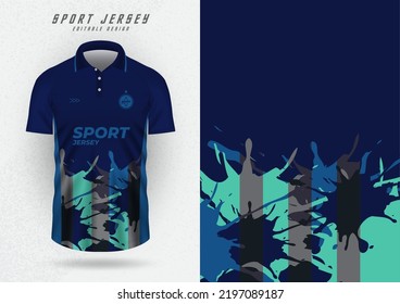 The background is navy blue with a blue and green pattern. 