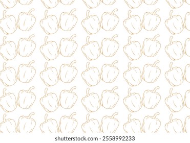 The background with neatly arranged pepper patterns, the yellow pepper pattern on a white background is suitable for kitchen decoration