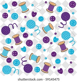 background with needlework objects