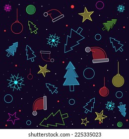 Background neon Christmas 20114. Vector image.