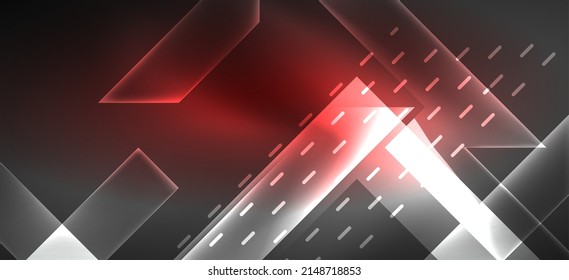 Background neon glowing lines and geometric shapes. Lights in the dark wallpaper for concept of AI technology, blockchain, digital, communication, 5G, science