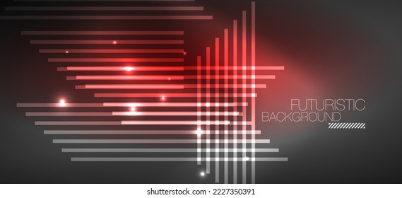 Background neon glowing lines and geometric shapes. Lights in the dark wallpaper for concept of AI technology, blockchain, digital, communication, 5G, science