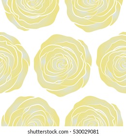Background of a neutral and gray painted roses. Vector floral seamless pattern.