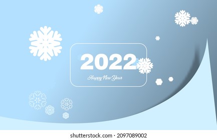 the background of the new sheet shape geometirc in 2022 with blue open paper style with white snow vector, for banners, posters, and others, vector design eps 10