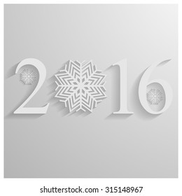 Background to the new two thousand sixteenth year with snowflakes, vector illustration.