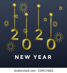Background New Year 2020 Cool Design, Festival 2020 With Gradient Gold Color.