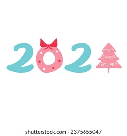 Hintergrund für das Neujahrsfest-Poster. Weihnachtsatmosphäre. Einzelne Zahlen mit Weihnachtssymbolen
