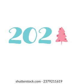 Background for New Year celebration poster. Christmas atmosphere. Isolated numbers with Christmas symbols