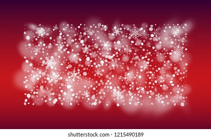 Background for New Year Greetings. Winter Snowy Vector Illustration. Background with Flying Snowflakes. Magic Blizzard Illustration Design.