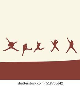 Background for New Year Holiday design elements for holiday cards concept young people and best friends jumping with fun in colorful theme, for decorations Vector Illustration background eps10