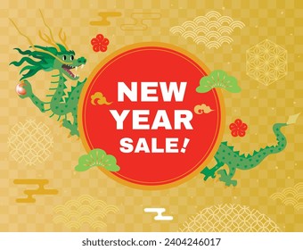 Background of the New Year holidays sale of the Year of the Dragon. Vector illustration.