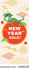 Background of the New Year holidays sale of the Year of the Dragon. Vector illustration.