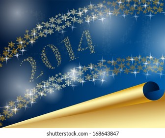 background new year of a snowflake of an asterisk sparks light on a paper roll