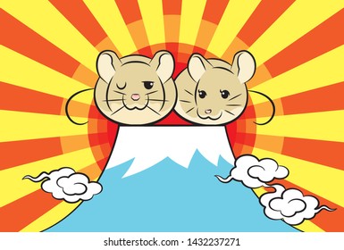 background of new years greeting card for sunrise and mountain / rat