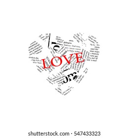  Background with newspaper heart. Vector illustration.