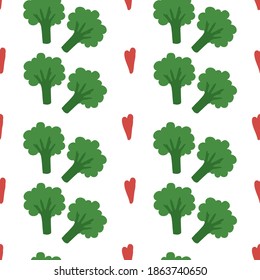 El fondo es una bonita cama de brócoli. Vegetales verdes para bebés para sus productos textiles orgánicos de cocina. Buen ambiente para un menú infantil saludable: Granja, salud, alimentación, brócoli, verde, vegetal