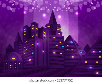 Background night city. Vector illustration