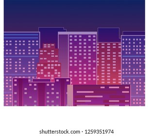 Background of Night Sity.  Evening Time Town. Colorful EPS10 Flat Vector