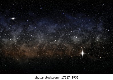 Background Of The Night Sky With The Milky Way. Highly Realistic Illustration