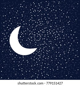 Background night sky with stars and moon. Good night. Vector illustration Eps 8