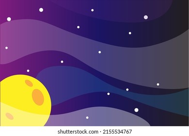 Background with night sky theme, star, moon and colorful gradient color	