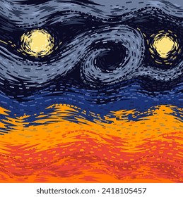 Background for nighttime abstract painting using oil paint