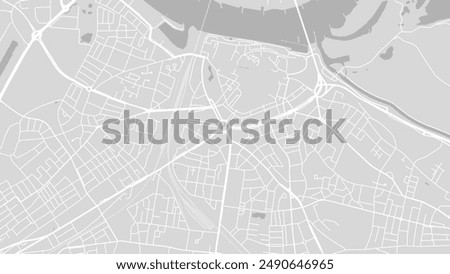 Background Nijmegen map, Netherlands, white and light grey city poster with roads and water. Widescreen proportion, digital flat design roadmap.