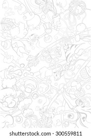 background with noodles and ingredients