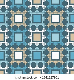 Background with Norwegian pixel snowflakes. Seamless pattern. Vector illustration for web design or print.