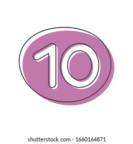 Background with a number in a colored circle isolated on a white background. Card from a set for children's development and education. Vector illustration.