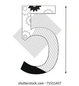 Background with number five - mechanical style