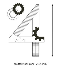 Background with number four - mechanical style