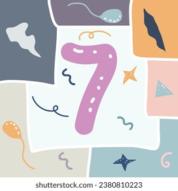 background number seven soft light purple color