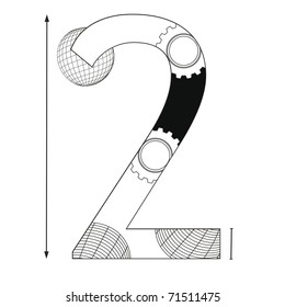 Background with number two - mechanical style