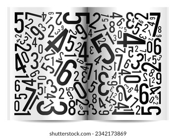 Background with numbers scattered chaotic as book, vector illustration