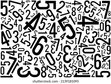 Background with numbers scattered chaotic, vector illustration