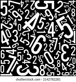 Background with numbers scattered chaotic, vector illustration