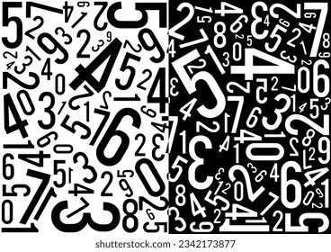 Background with numbers scattered chaotic, vector illustration