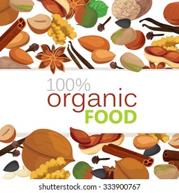 background with nuts and spices and place for your text