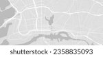 Background Oakland map, United States, white and light grey city poster. Vector map with roads and water. Widescreen proportion, digital flat design roadmap.