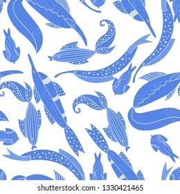 background with ocean fishes in one colour illlustration