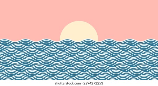 Background with ocean waves and sunset