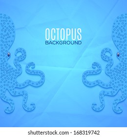 Background with octopuses on rumpled paper for your creative design