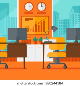Background of office with city view.