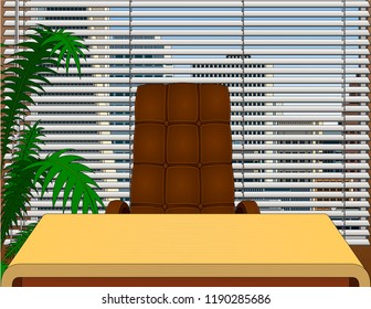Background, office interior. Workplace of the boss, manager, secretary.