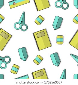Background with office stationery motif, good for wallpaper, textiles etc.