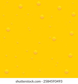 Background with oil drops texture, yellow omega bubbles, gold liquid transparent droplets. Template for skincare essential product with dribs of different shapes vector honey, orange juice pattern