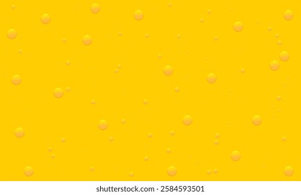 Background with oil drops texture, yellow omega bubbles, gold liquid transparent droplets. Template for skincare essential product with dribs of different shapes vector honey, orange juice pattern