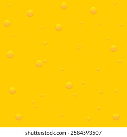 Background with oil drops texture, yellow omega bubbles, gold liquid transparent droplets. Template for skincare essential product with dribs of different shapes vector honey, orange juice pattern